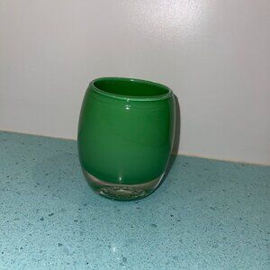 Glassybaby Candle Holder Glass Green Handmade Pre Triskelion Decor Collectible